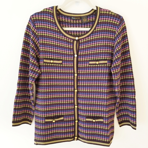 GRACE DANE LEWIS knit pattern colorful cardigan - Picture 1 of 4